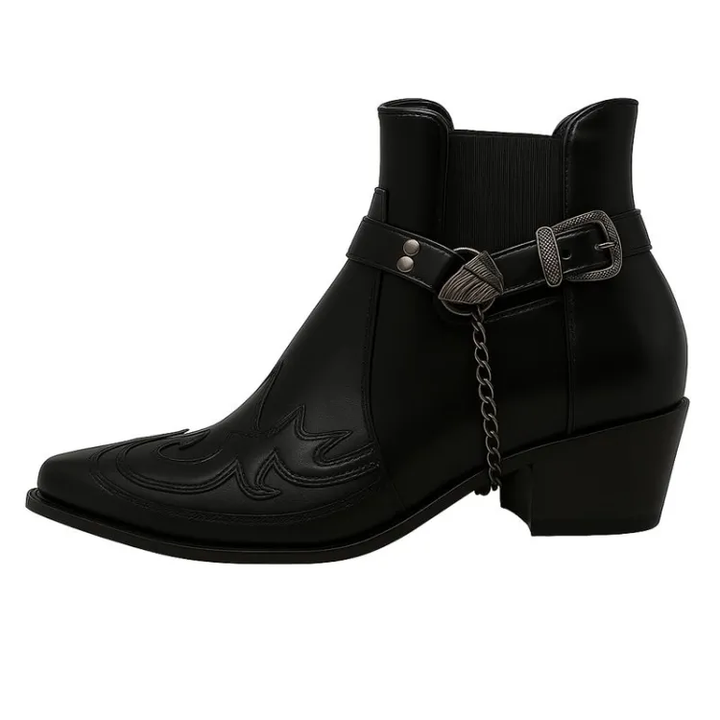 Emmett — Men’s Pointed-Toe Buckle Western Ankle Boots
