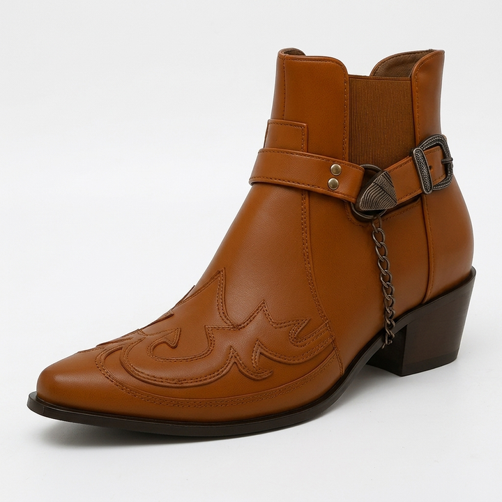 Emmett — Men’s Pointed-Toe Buckle Western Ankle Boots