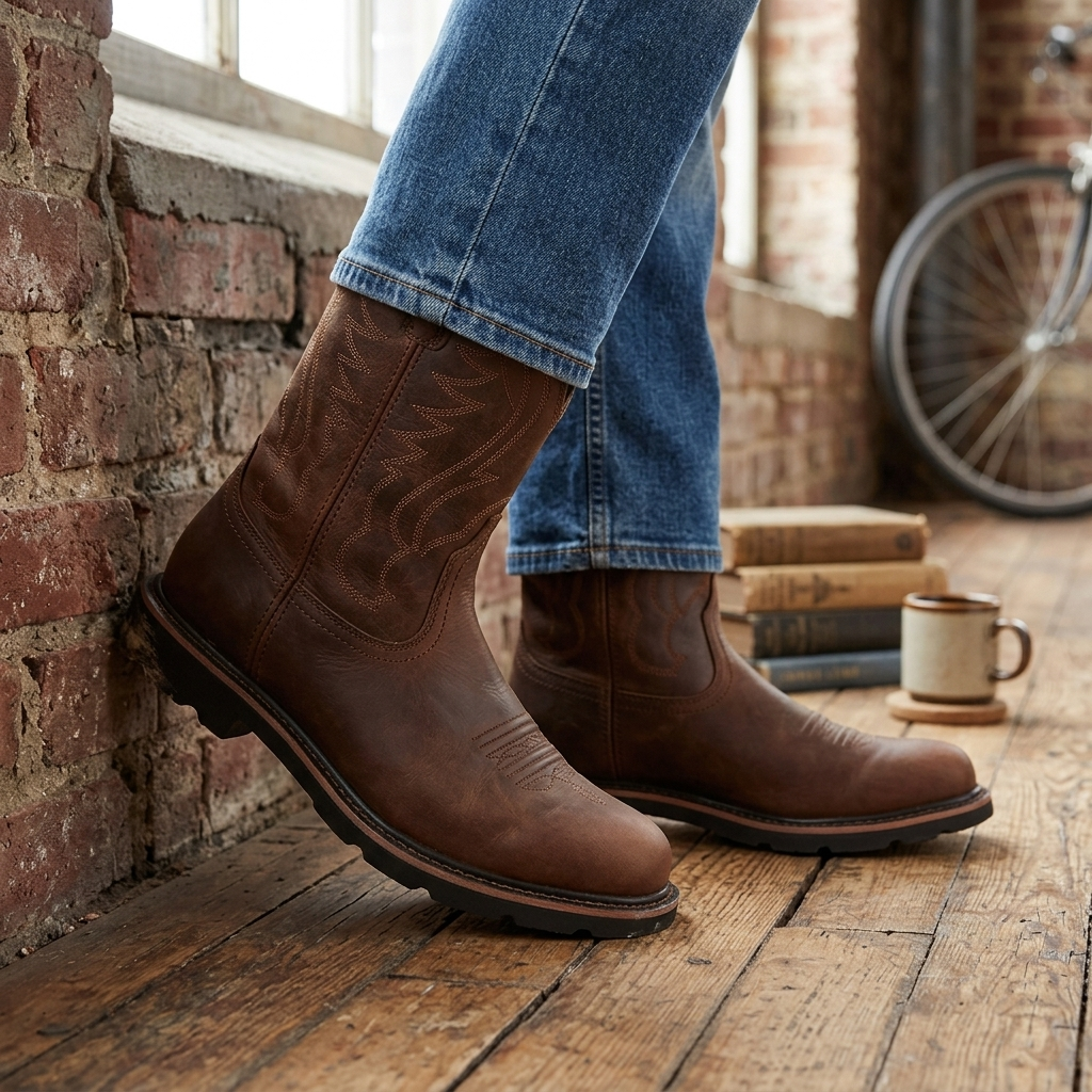 Knox — Men’s Round-Toe Mid-Calf Western Boots