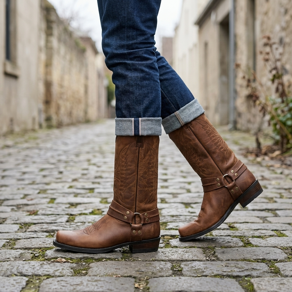 Leland — Men’s Square-Toe Stitched Western Boots