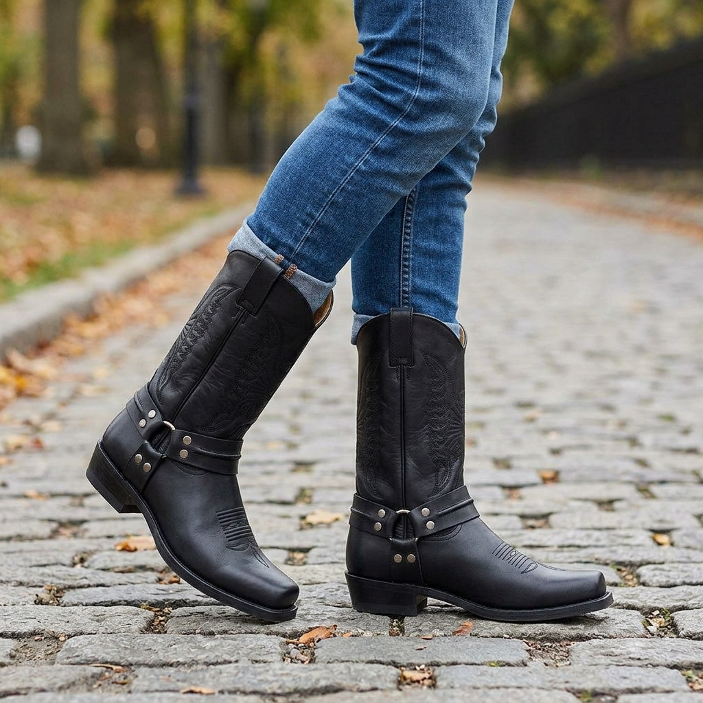Leland — Men’s Square-Toe Stitched Western Boots