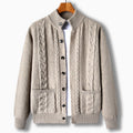 Cormac — Cable-Detail Stand-Collar Cardigan