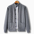 Cormac — Cable-Detail Stand-Collar Cardigan