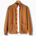 Cormac — Cable-Detail Stand-Collar Cardigan