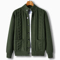 Cormac — Cable-Detail Stand-Collar Cardigan