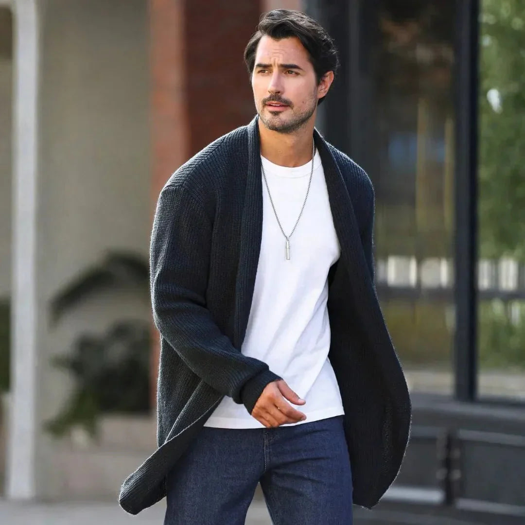 Barnaby — Men’s Shawl-Collar Open-Front Cardigan