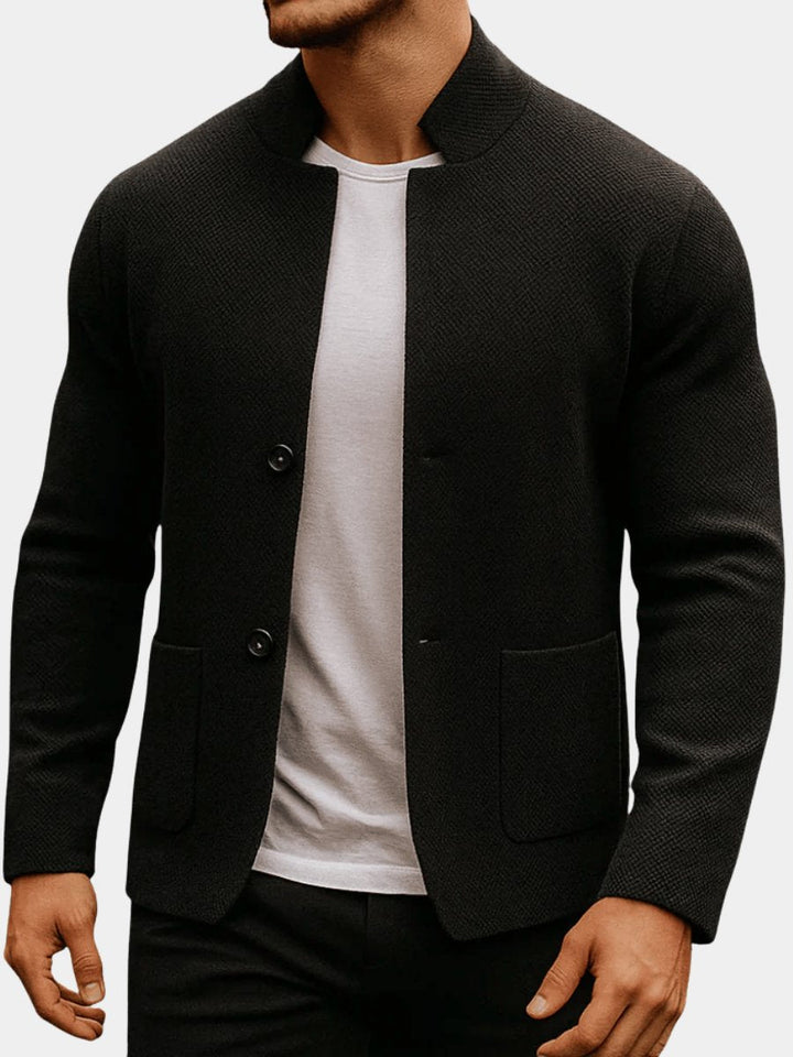 Oscar — Men’s Quilted Textured Knit Stand-Collar Jacket