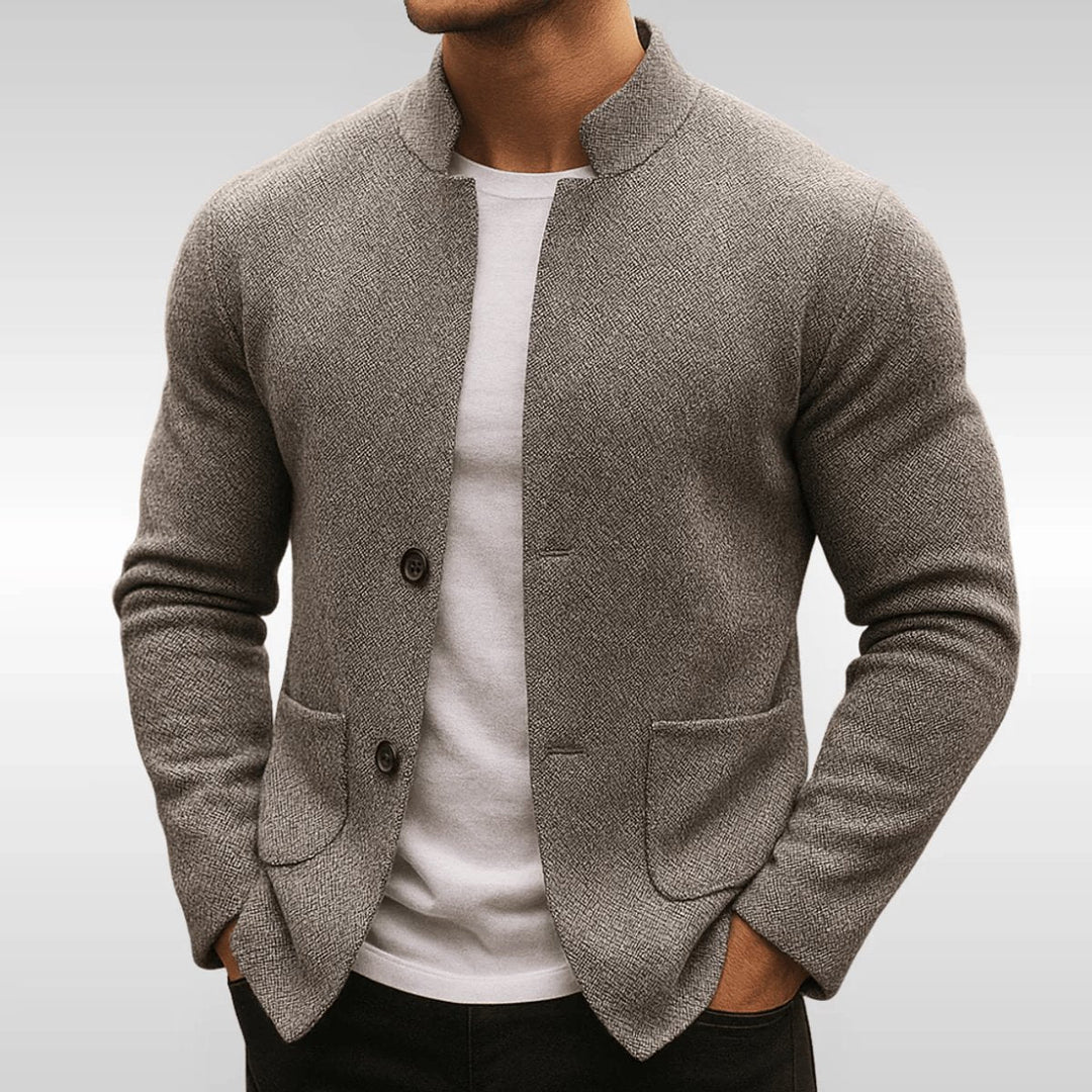 Oscar — Men’s Quilted Textured Knit Stand-Collar Jacket