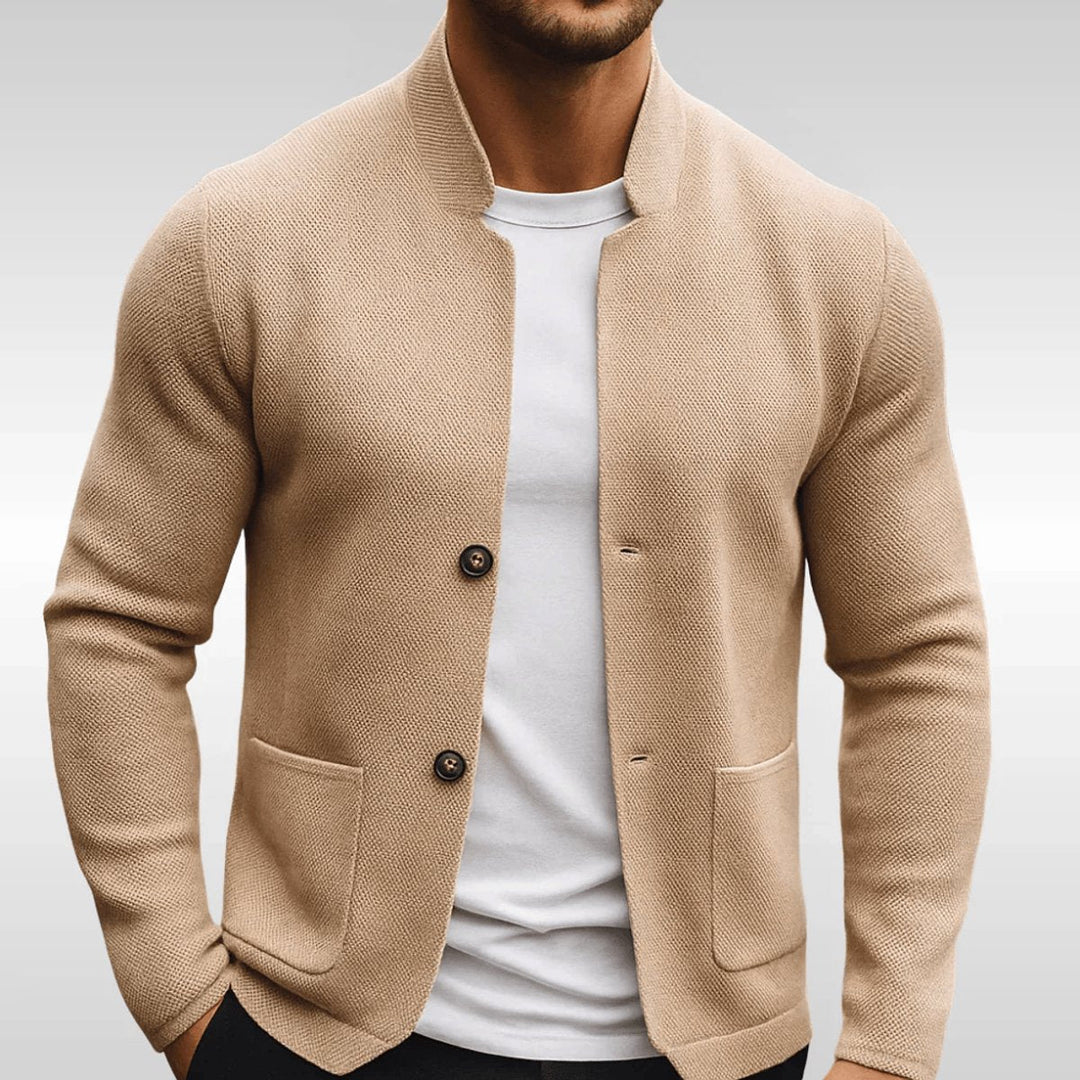 Oscar — Men’s Quilted Textured Knit Stand-Collar Jacket