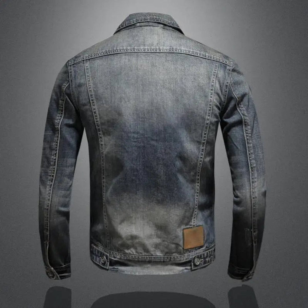 James — Men’s Retro Washed Denim Zip-Up Jacket