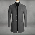 George — Men’s Single-Breasted Stand-Collar Wool Overcoat