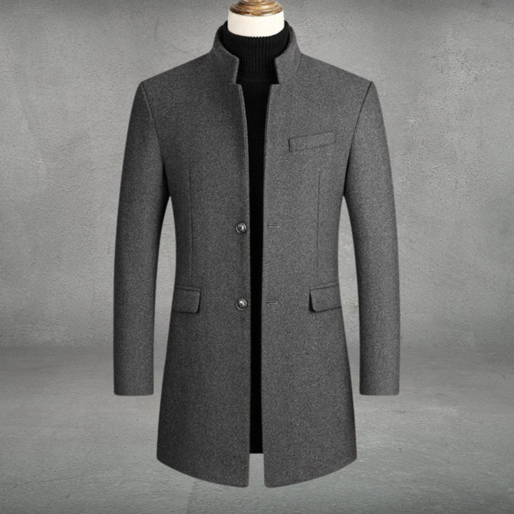 George — Men’s Single-Breasted Stand-Collar Wool Overcoat
