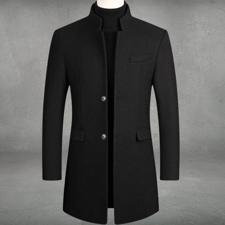 George — Men’s Single-Breasted Stand-Collar Wool Overcoat