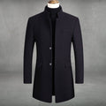 George — Men’s Single-Breasted Stand-Collar Wool Overcoat