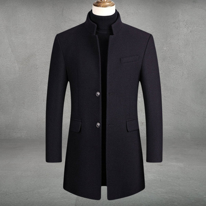 George — Men’s Single-Breasted Stand-Collar Wool Overcoat
