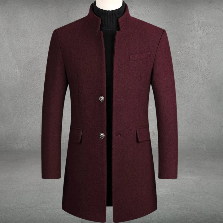George — Men’s Single-Breasted Stand-Collar Wool Overcoat