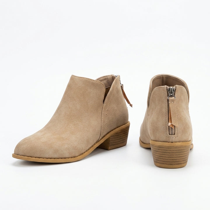 Low-heel pointed booties — Studio - Clean | Generated by Modelize