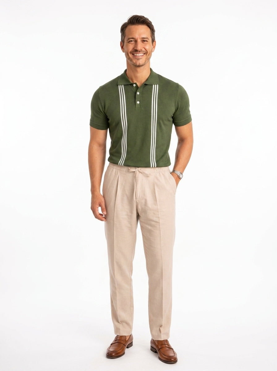 Knit Polo Shirt — Full Front Studio Shot | Generated by Modelize