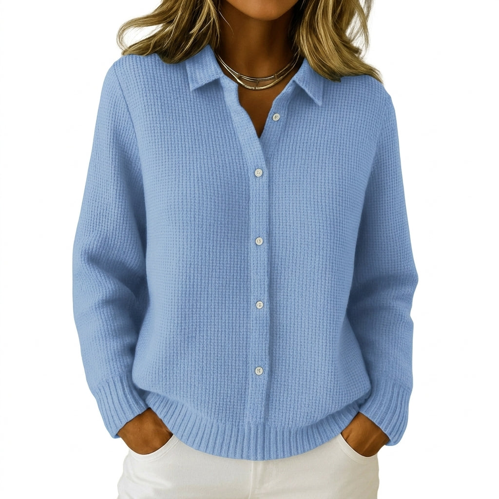 Collared button-front sweater — Studio - Clean | Generated by Modelize