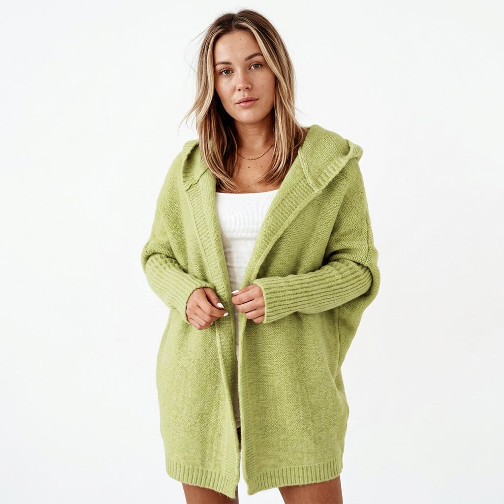 Hooded Cardigan — Studio - Clean | Generated by Modelize