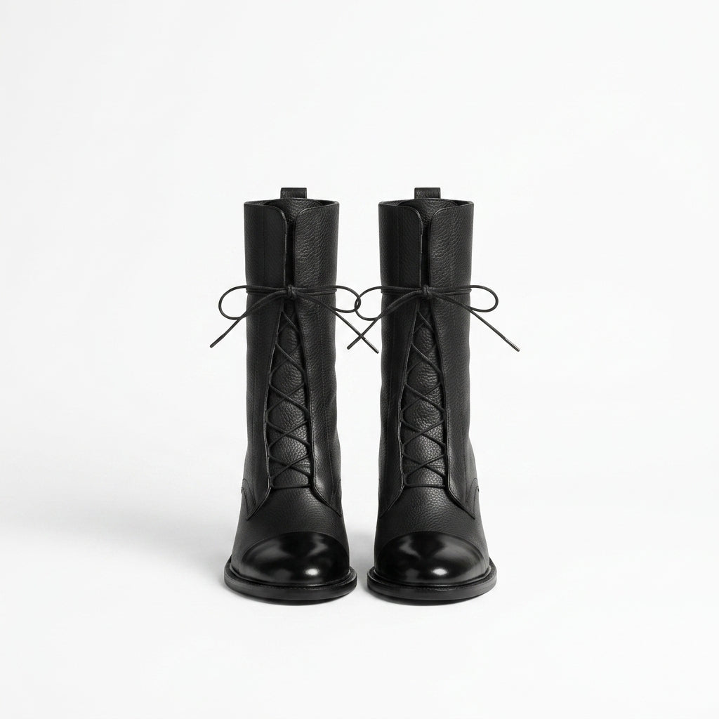 Tall Lace-Up Ankle Boots — Studio - Clean | Generated by Modelize