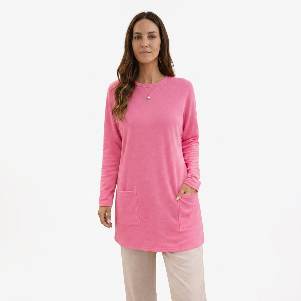 Longline Knit Tunic — Studio - Clean | Generated by Modelize