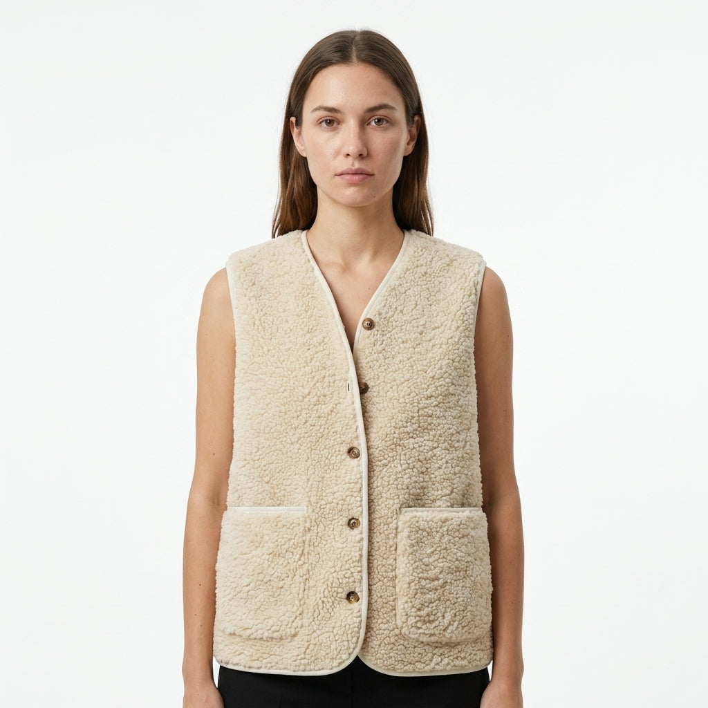 Button-down knit vest — Studio - Clean | Generated by Modelize