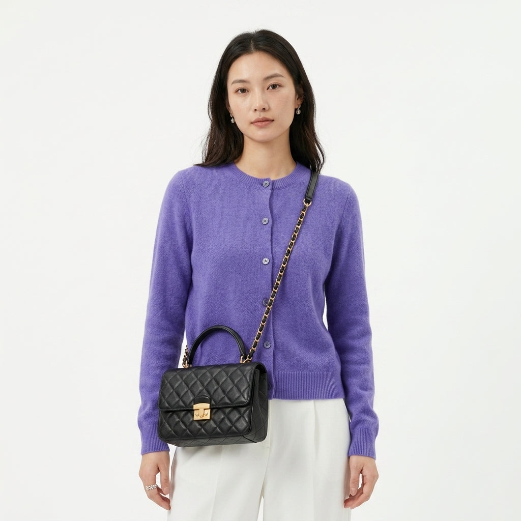 Button-Front Knit Cardigan — Studio - Clean | Generated by Modelize