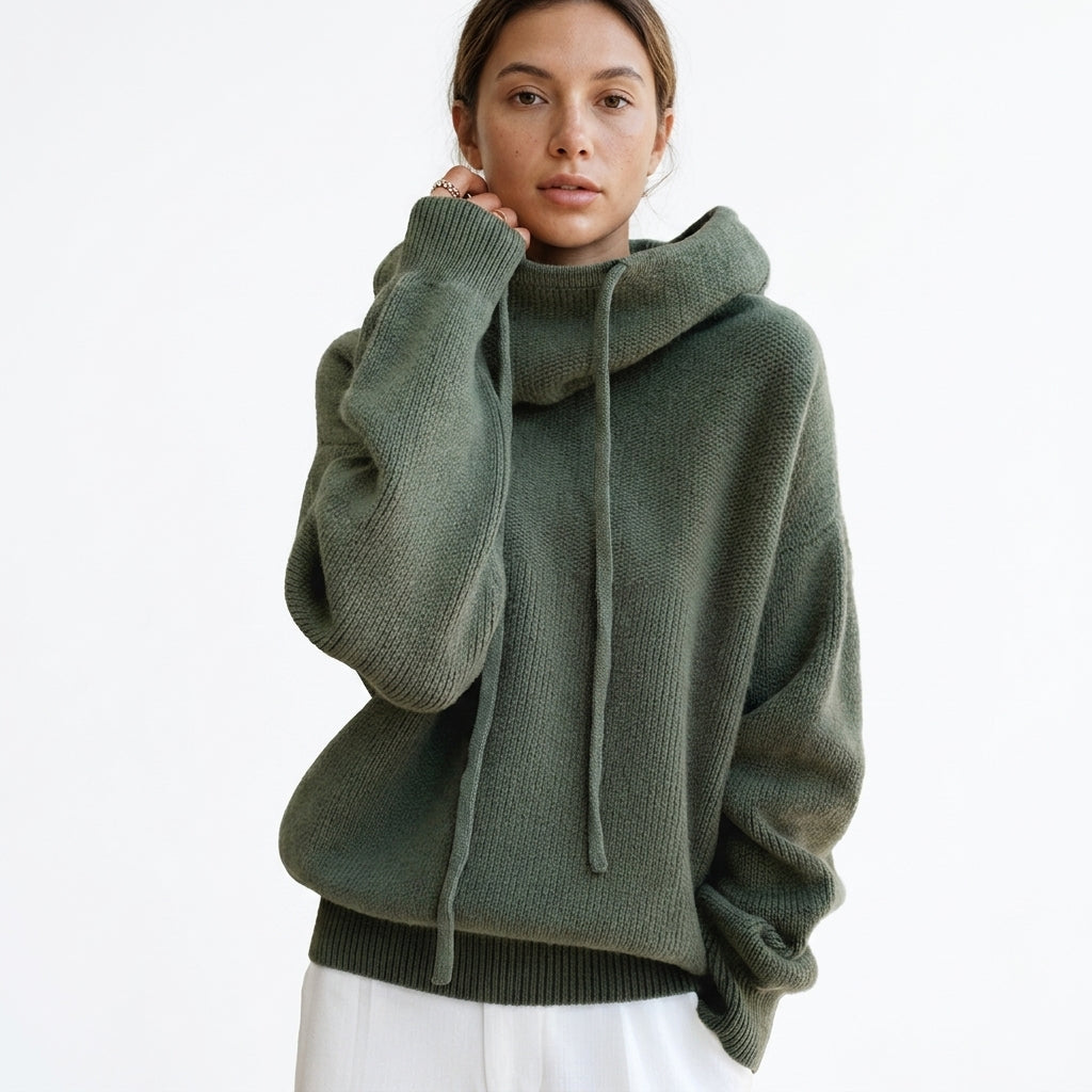 Oversized knit hoodie — Studio - Clean | Generated by Modelize