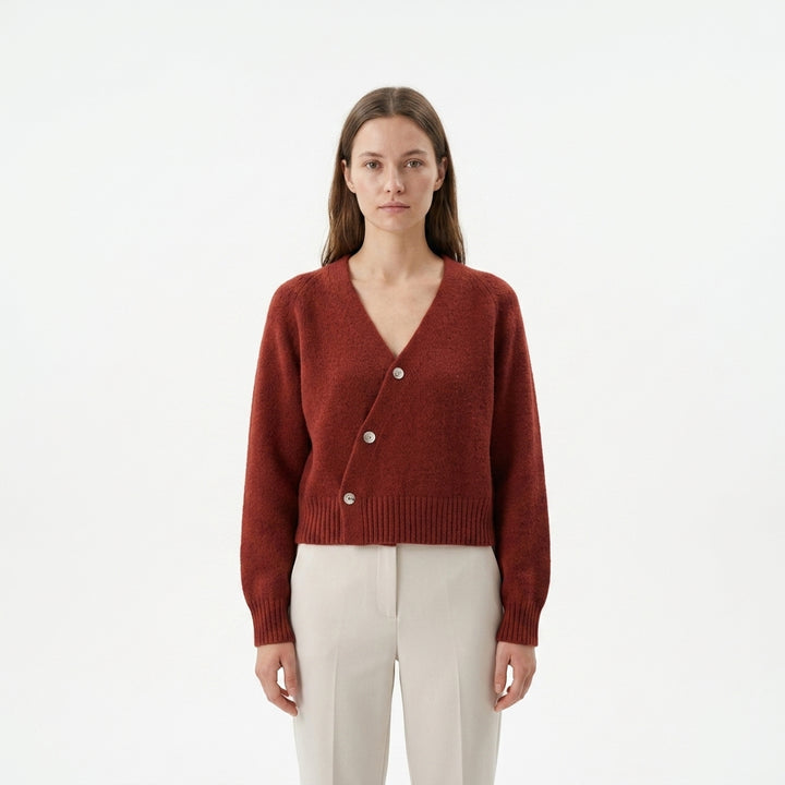 Button-front cardigan — Studio - Clean | Generated by Modelize