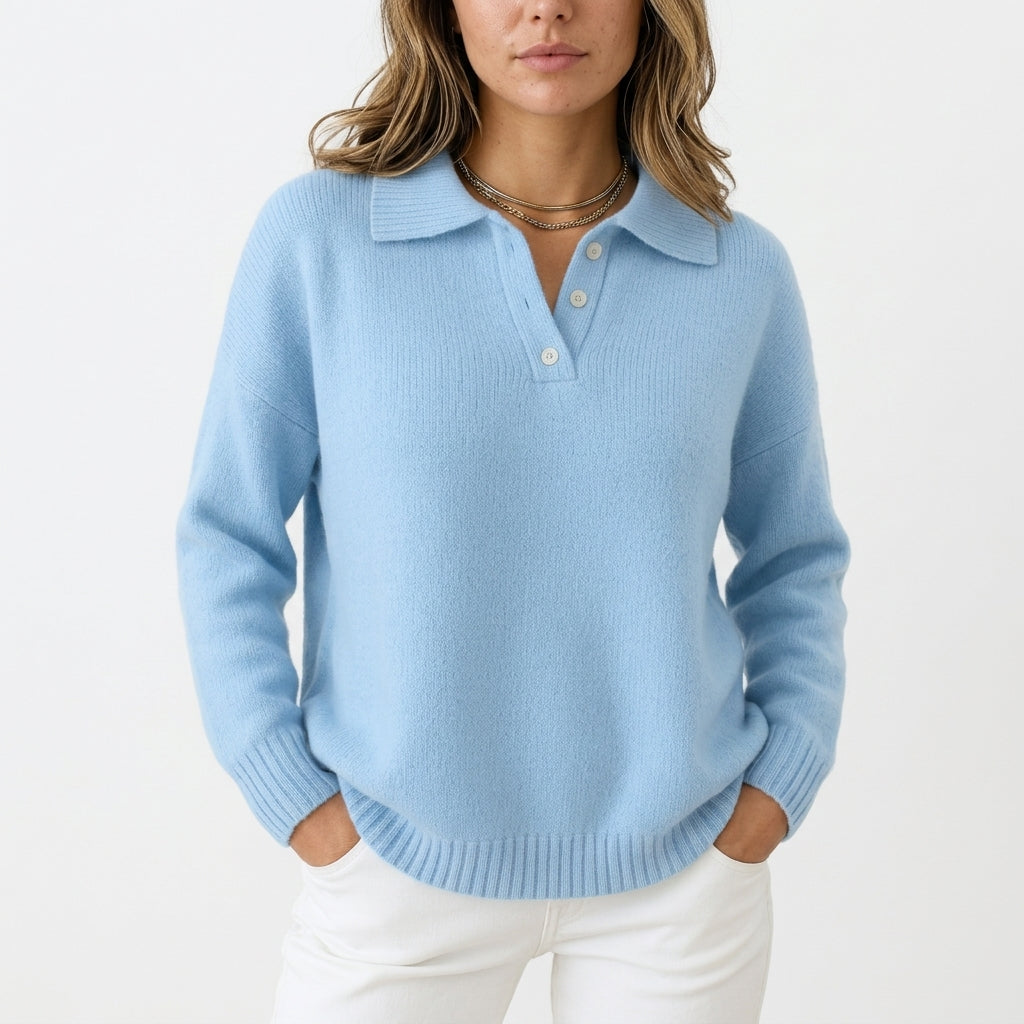 Collared Knit Sweater — Studio - Clean | Generated by Modelize