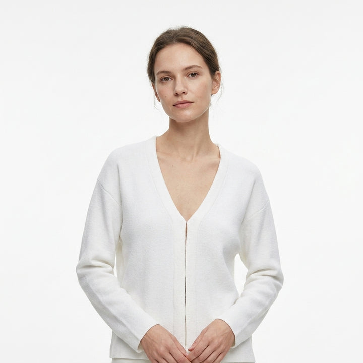Slim Side-Split Knit Cardigan — Studio - Clean | Generated by Modelize
