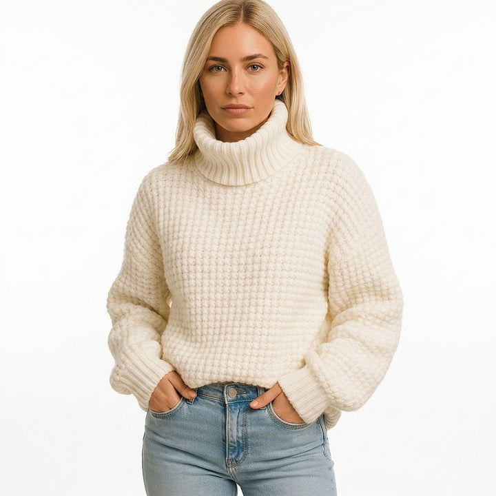 Chunky knit turtleneck sweater — Studio - Clean | Generated by Modelize