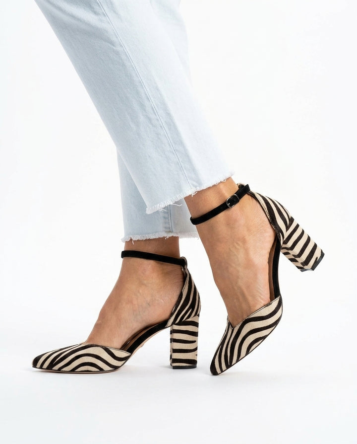 Slingback Block Heels — Staggered Side Profile | Generated by Modelize