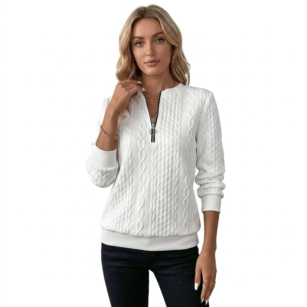 Zip-front knit sweater — Studio - Clean | Generated by Modelize