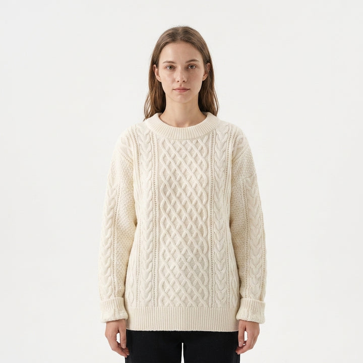 Fisherman Cable-Knit Crew Sweater — Studio - Clean | Generated by Modelize