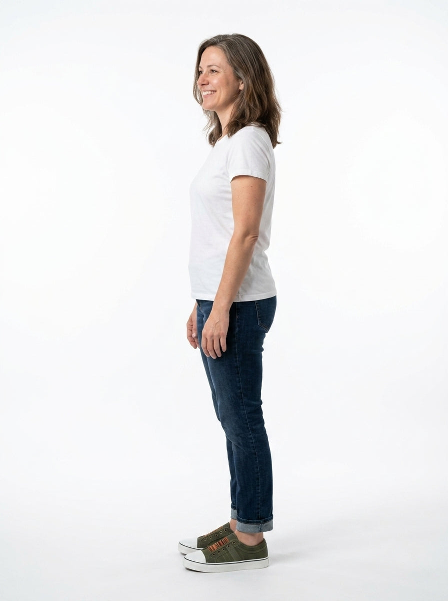Women's Slip-On Sneakers — Studio Profile View | Generated by Modelize