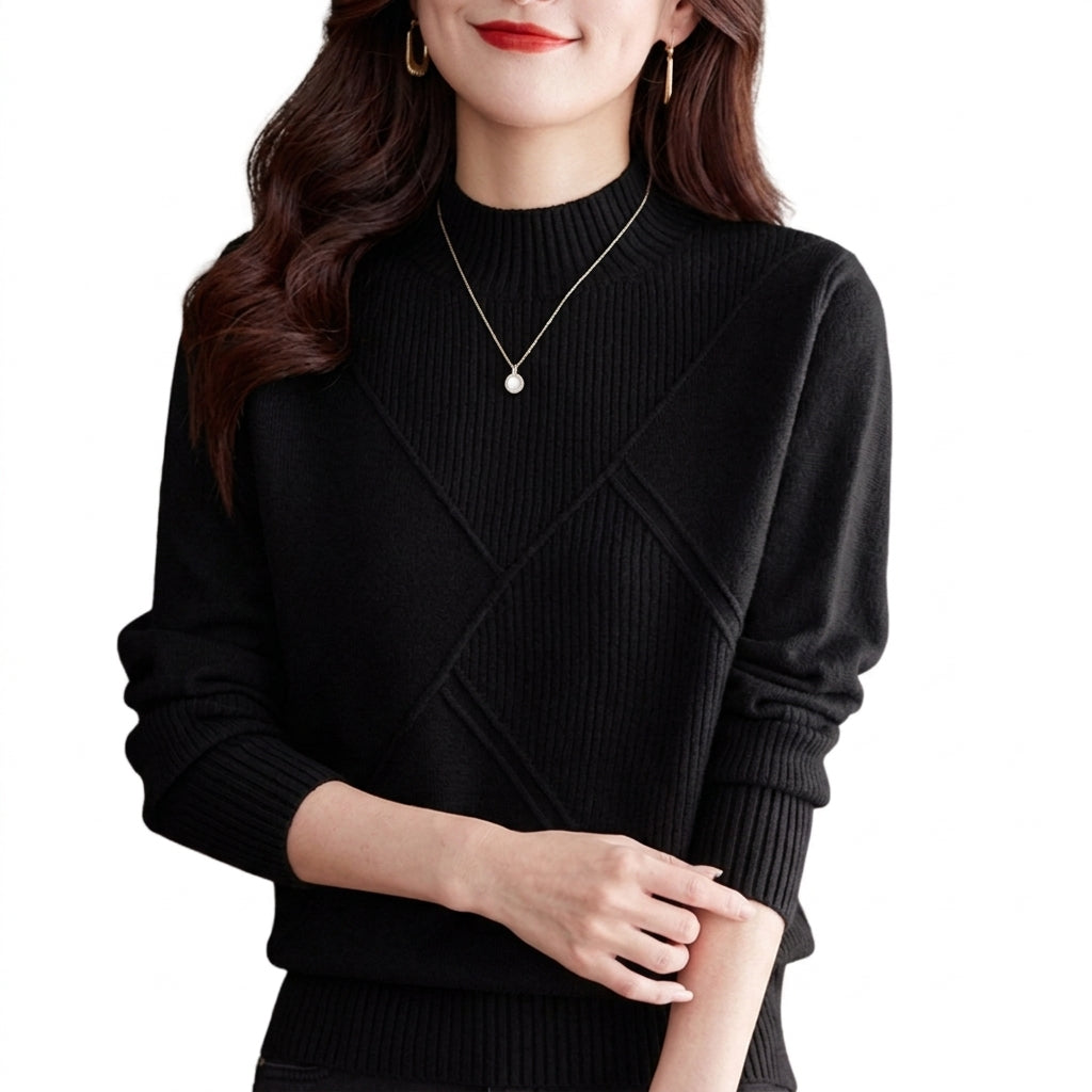 Mock-neck cashmere sweater — Studio - Clean | Generated by Modelize