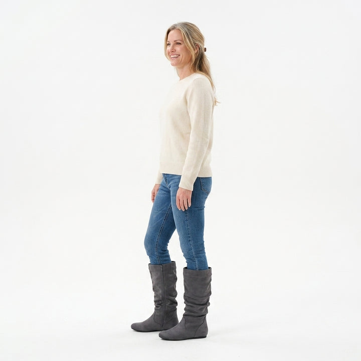 Mid-calf slouch boots — Pair Profile Studio View | Generated by Modelize