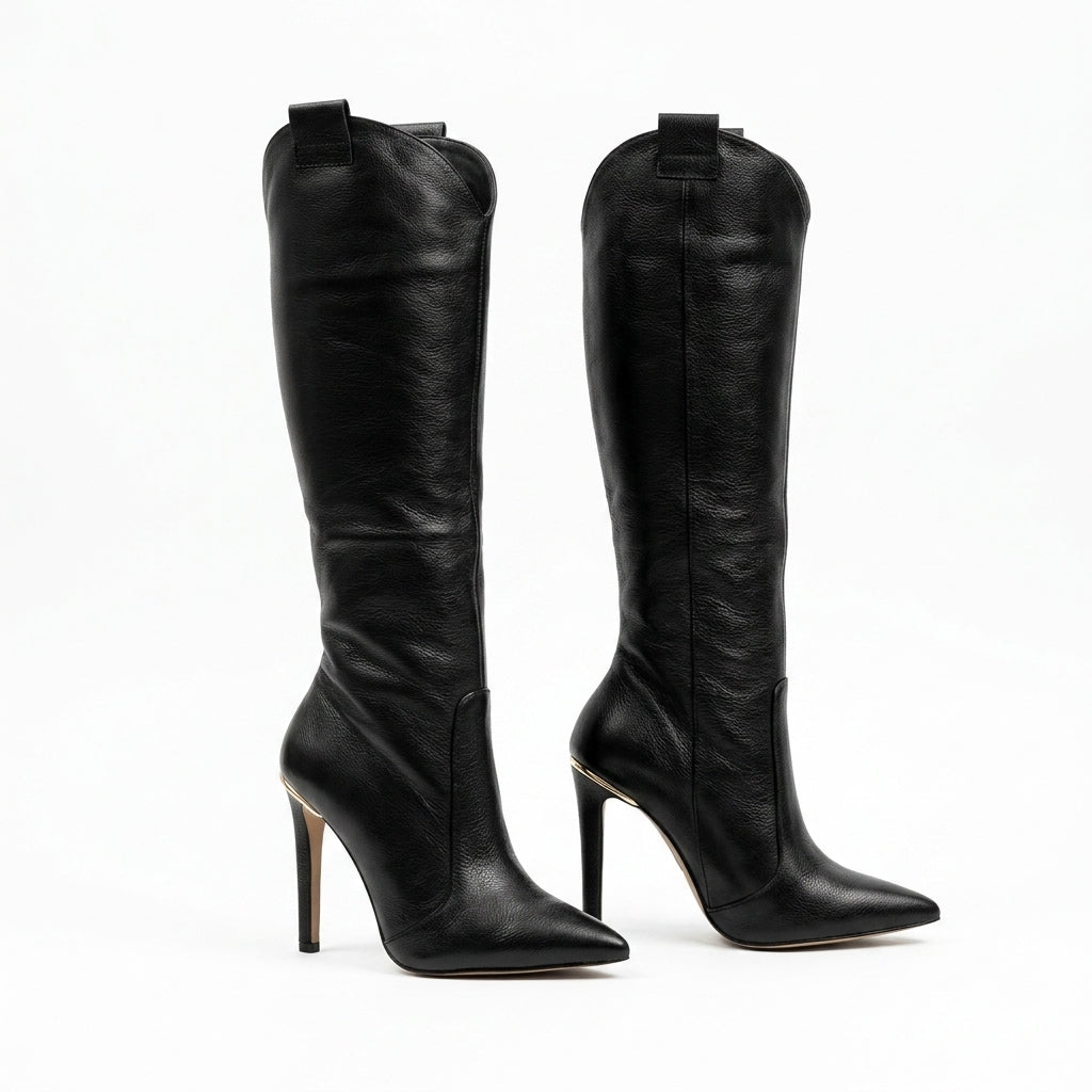 Knee-high pointed-toe boots — Studio - Clean | Generated by Modelize