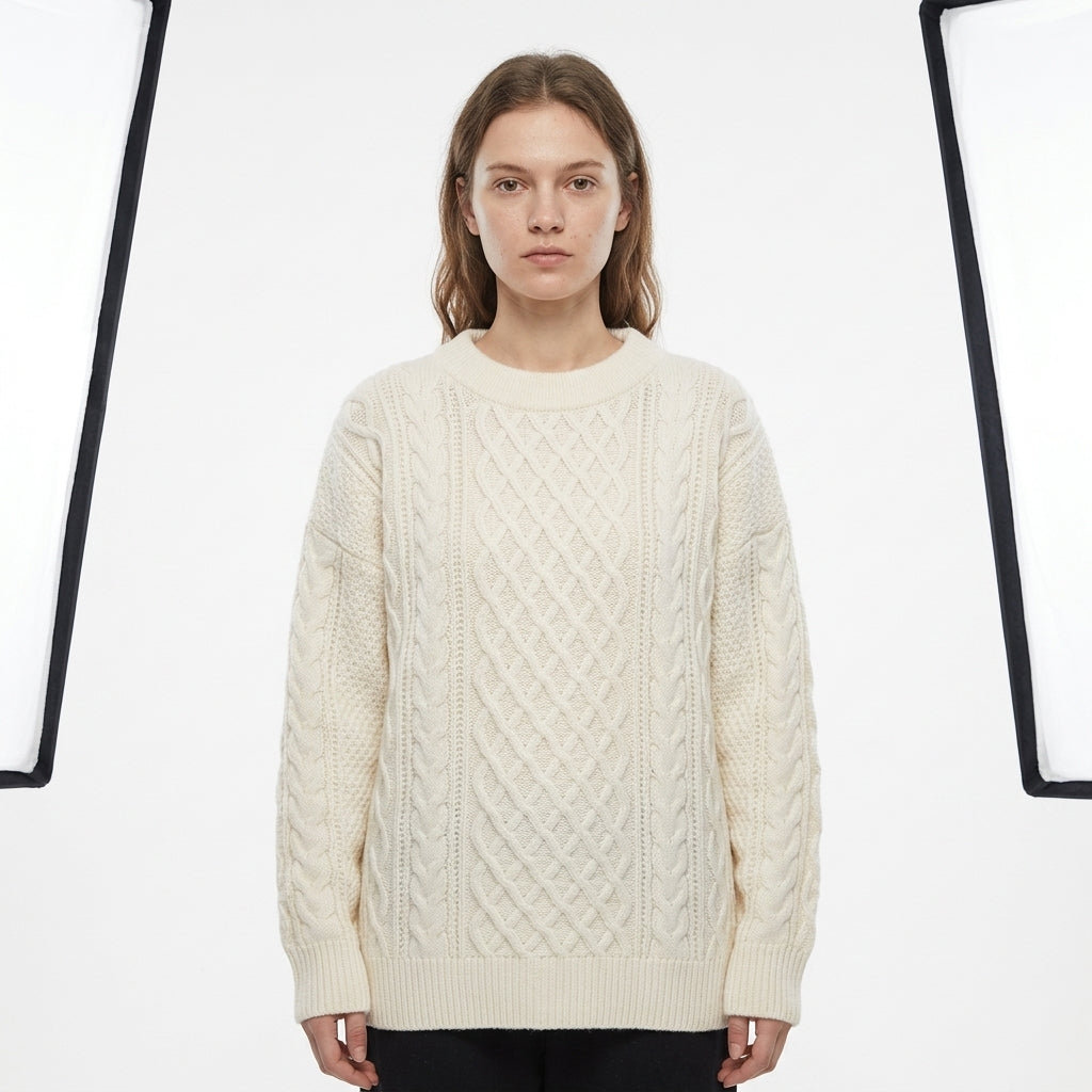 Fisherman cable-knit sweater — Studio - Clean | Generated by Modelize
