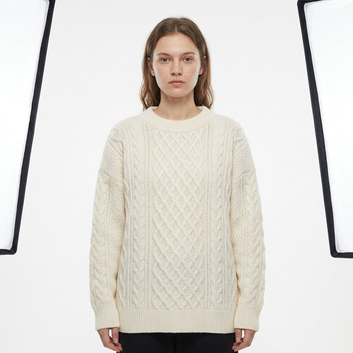 Fisherman cable-knit sweater — Studio - Clean | Generated by Modelize