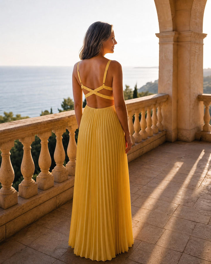 Erica — Pleated Wedding Guest Maxi