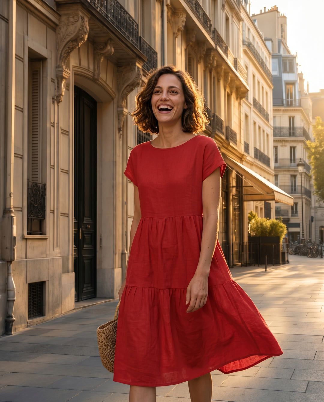 Lottie — Tiered Midi Dress with Pockets