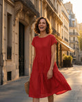 Lottie — Tiered Midi Dress with Pockets
