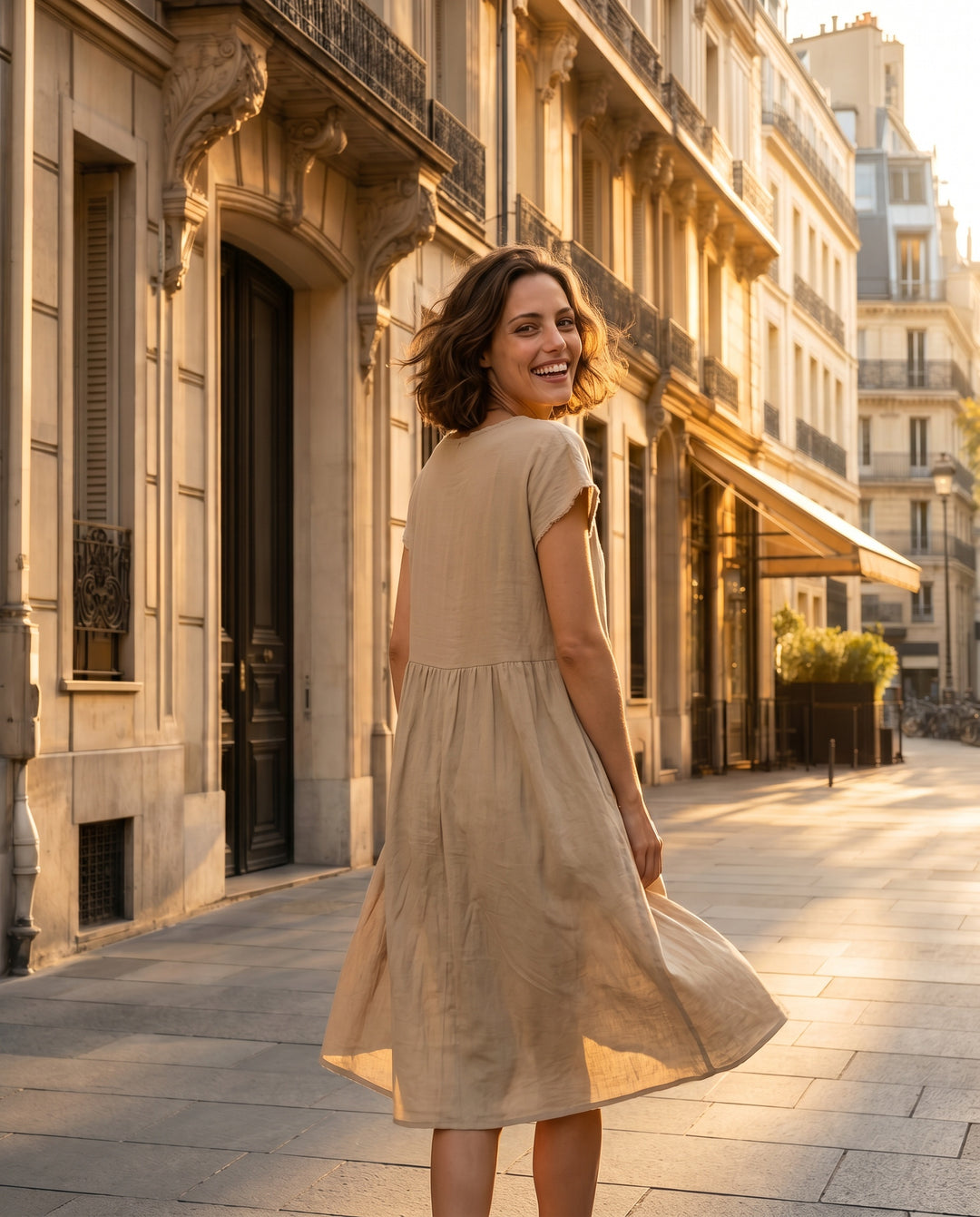 Lottie — Tiered Midi Dress with Pockets