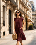 Lottie — Tiered Midi Dress with Pockets