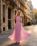Marguerite — Polka-Dot Halter Backless Maxi