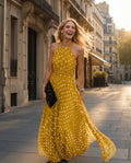 Marguerite — Polka-Dot Halter Backless Maxi