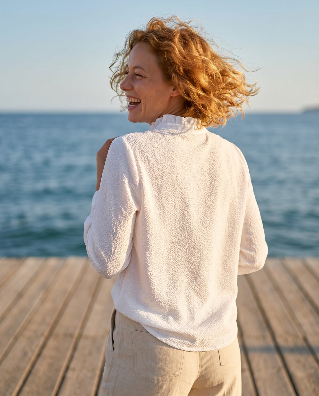 Marcella — Long-Sleeve Blouse with Ruffle Collar